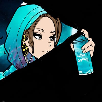 a realistic girl, spray painting