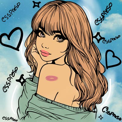 realistic girl with bangs looking over her shoulder