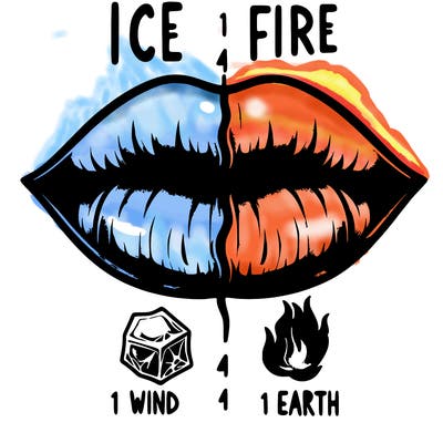 realistic lip split in fourth . 1 fourth ice 1 fire 1wind 1 earth