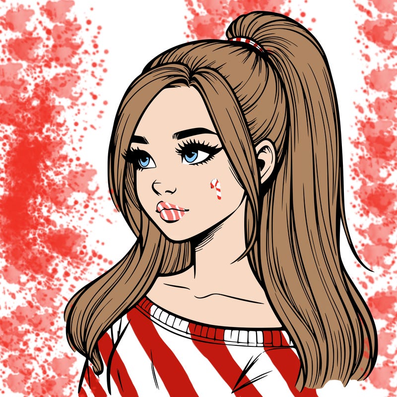 realistic girl with a high ponytail