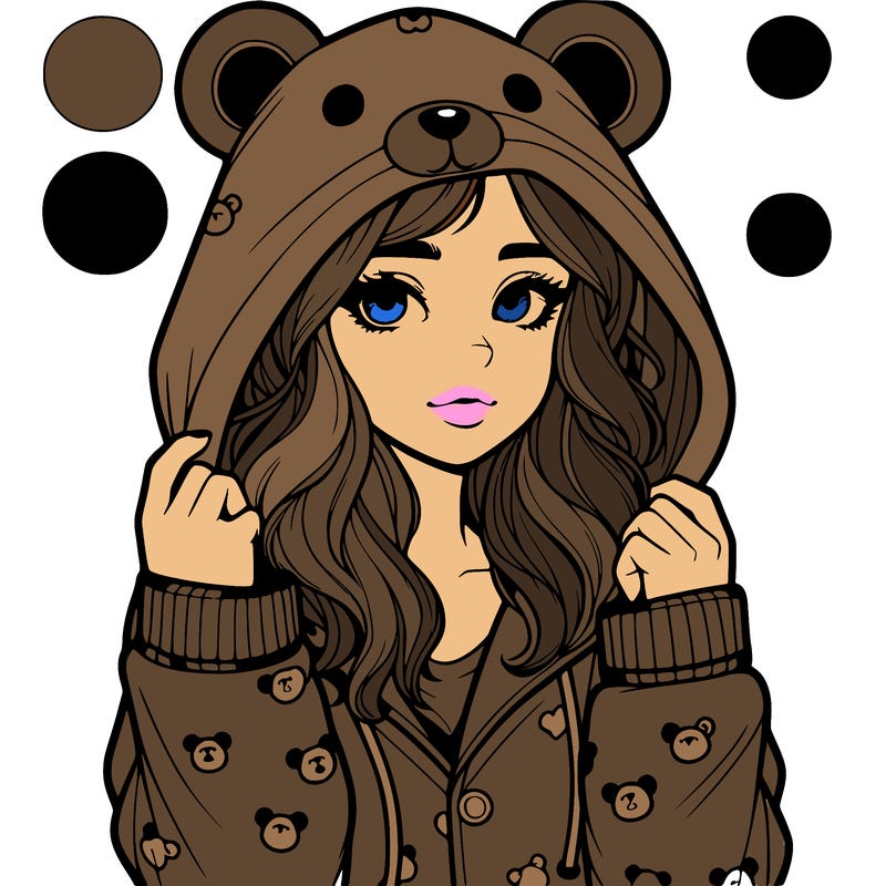 realistic girl in a animal pjs hoodie