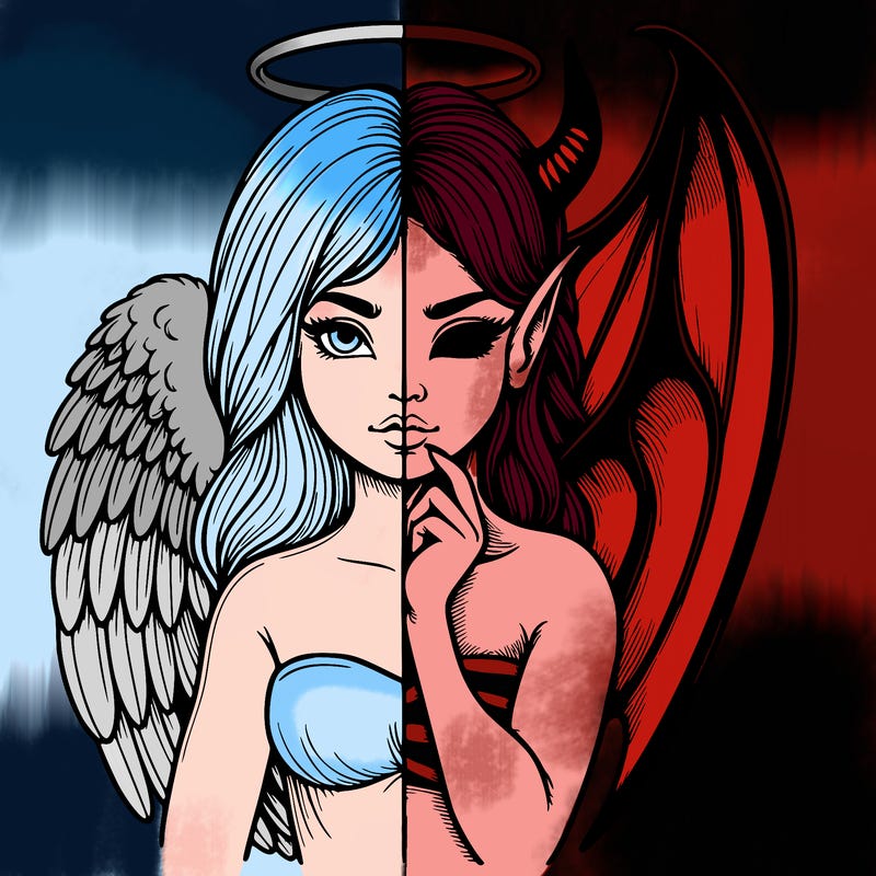 realistic angel half demon