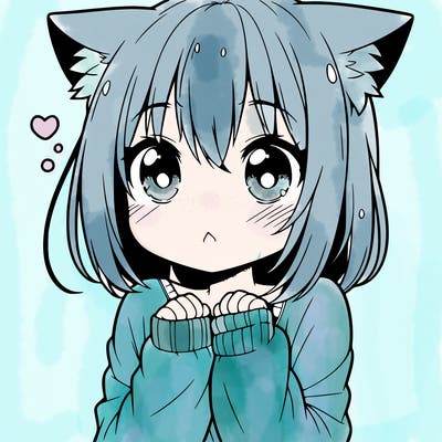 shy anime catgirl