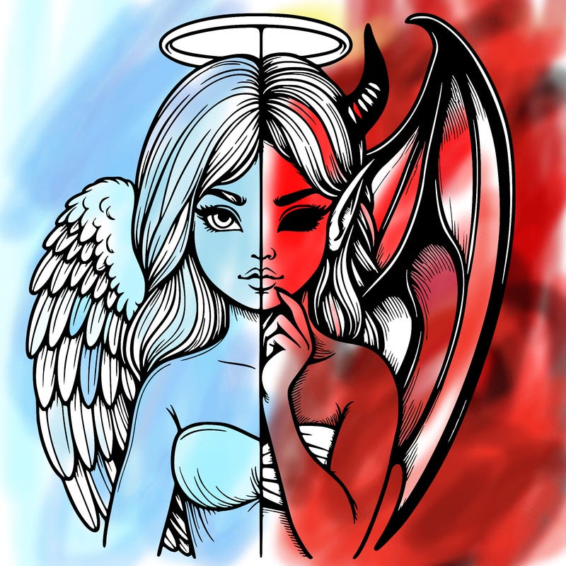 realistic angel half demon