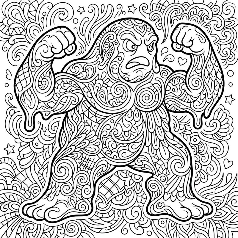 Dive into a world of intricate patterns with this unique Zentangle Pudding Monster coloring page. This powerful creature, detailed with abstract designs, offers a rewarding and creative escape.