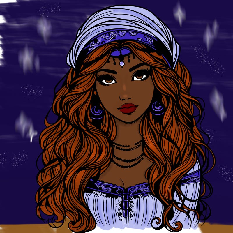 realistic beautiful mysterious gypsy girl