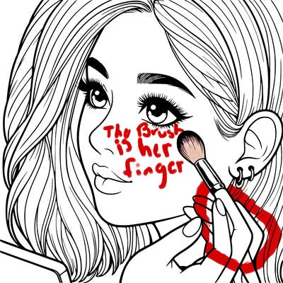 a realistic girl doing her makeup