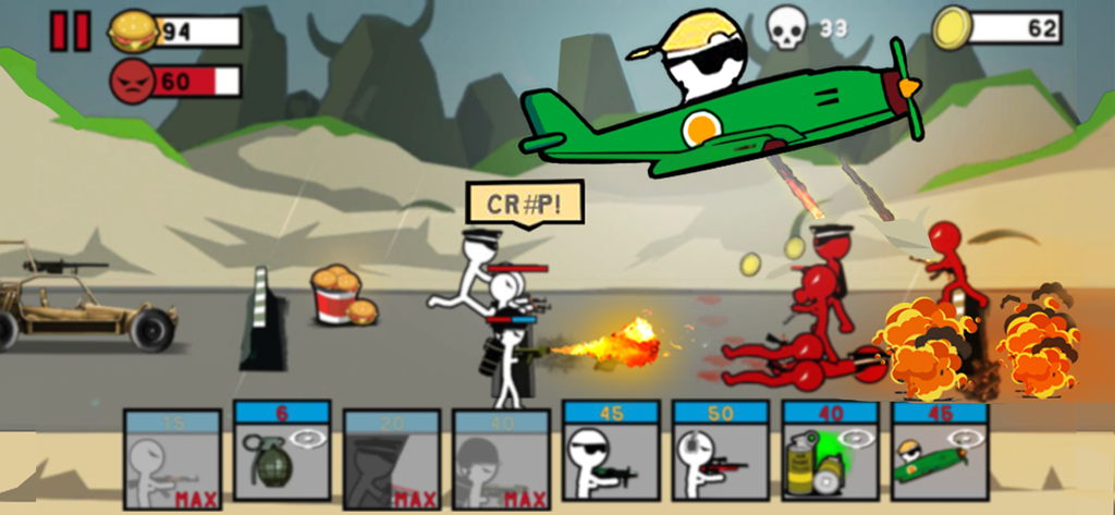Stickman Army: World War Fight - Stickman army strategy game combat with planes and explosions