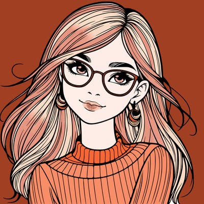 realistic girl with glasses