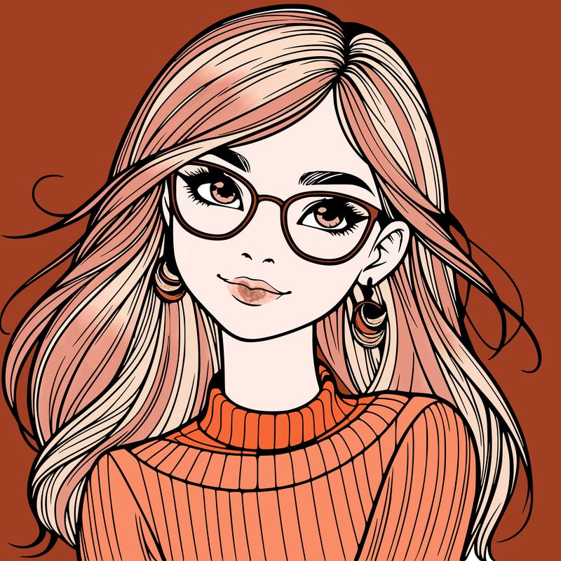 realistic girl with glasses