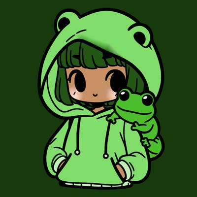 girl and a frog hoodie