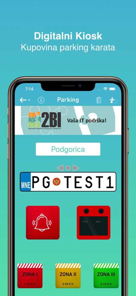 Digitalni Kiosk mobile app parking payment interface for Podgorica Montenegro