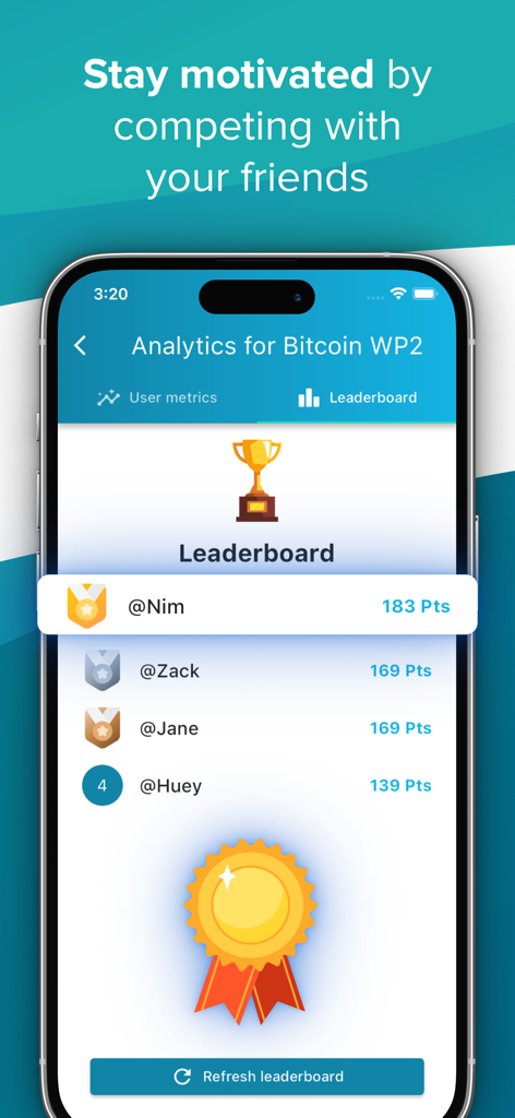 AI Quiz Generator - Quizatic - Quizatic app leaderboard showing user rankings and points for competitive studying