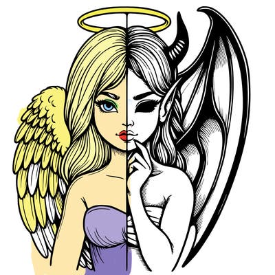 realistic angel half demon