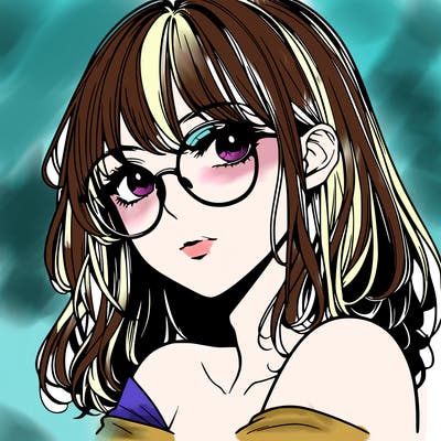 manga woman character with glasses and nice lips