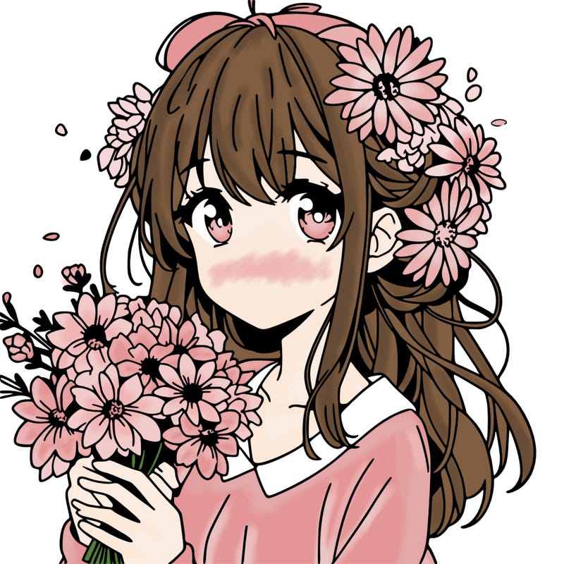 girl with flowers anime
