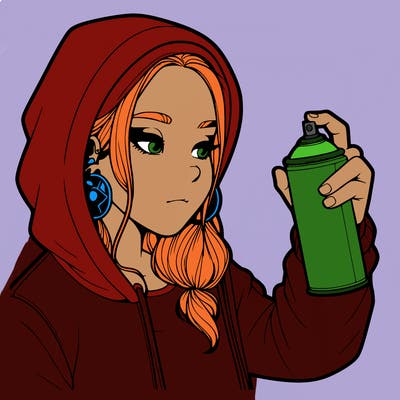 a realistic girl, spray painting