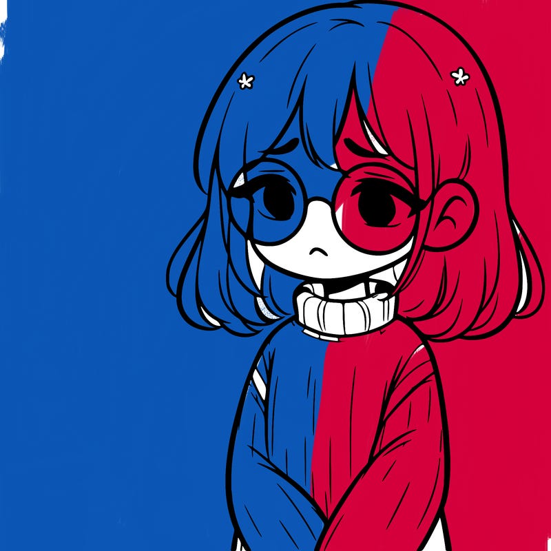 sad girl with glasses in a sweater