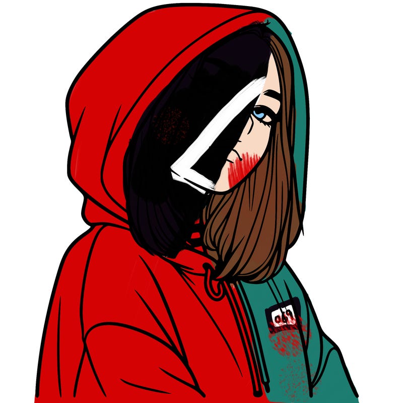 a realistic girl in a hoodie