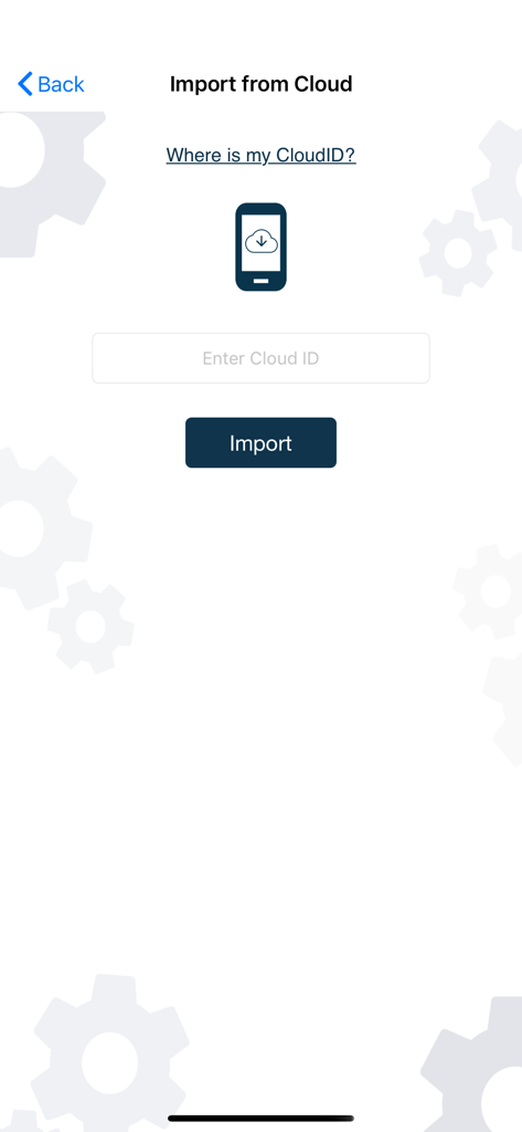 SureFox Kiosk Browser interface to import settings from cloud using Cloud ID