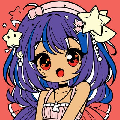 cute anime girl with star accessories