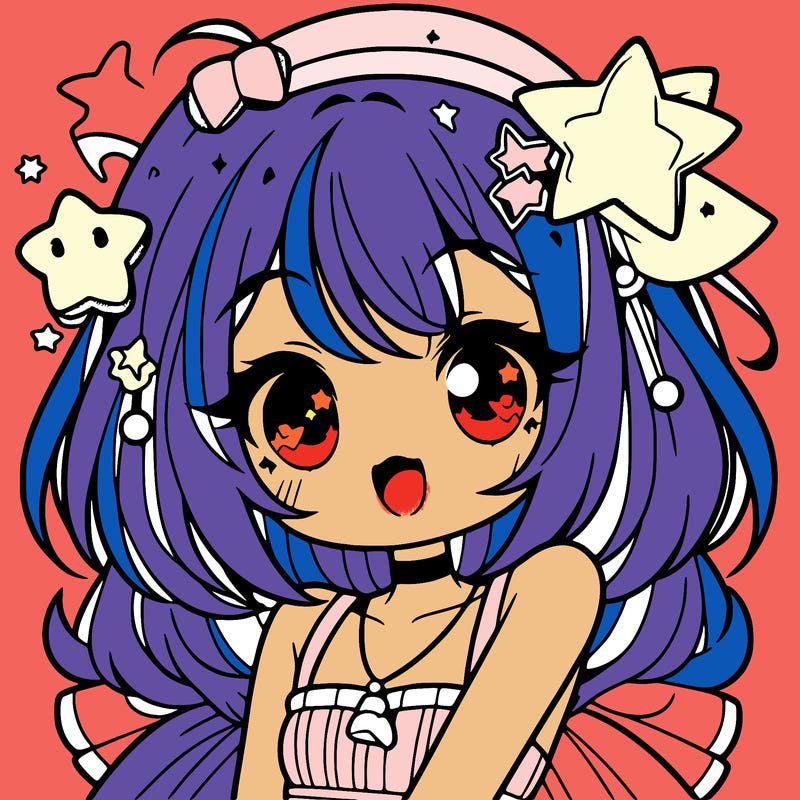 cute anime girl with star accessories