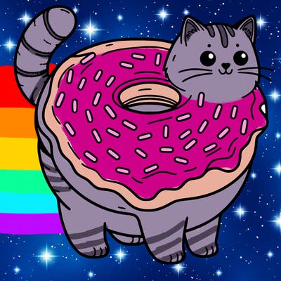cat turned into donut