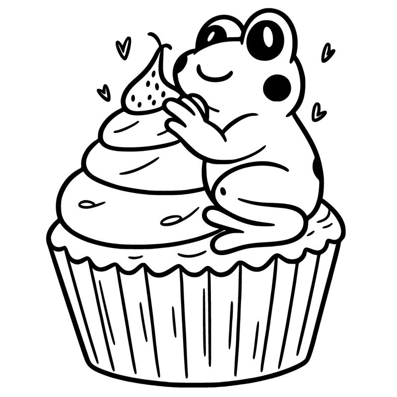 frog sitting on a cupcake