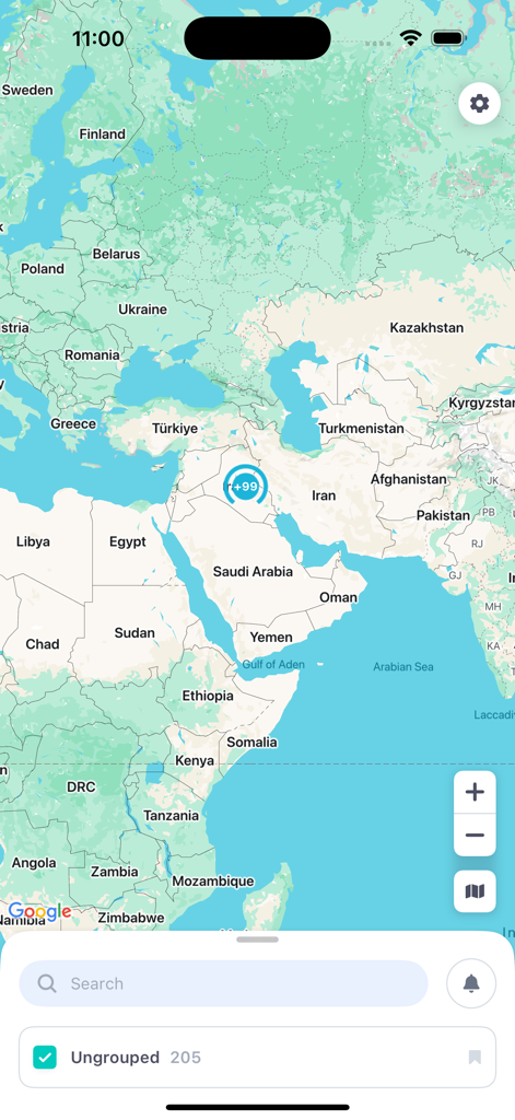 LVN Pro map interface showing live fleet tracking clusters and asset management tools