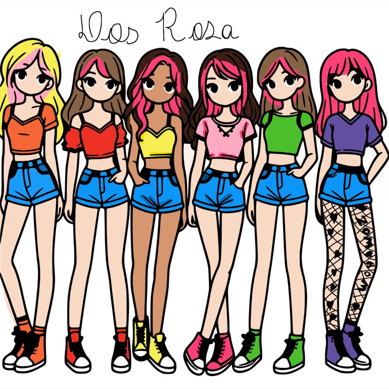 a group of girls wearing crop tops and shorts