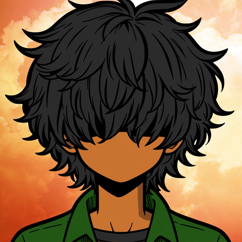 manga boy fluffy hair covering his eyes