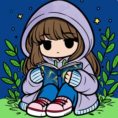 girl in oversized hoodie reading a book