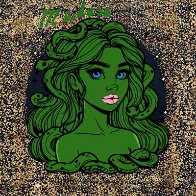 realistic girl with snakes as hair