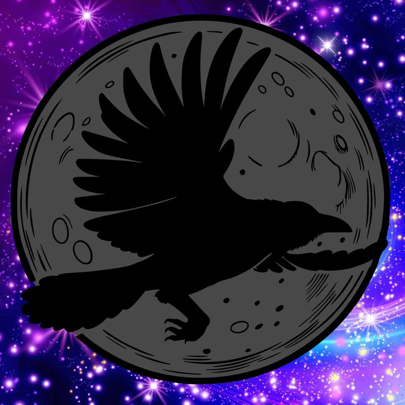 super super realistic crow flying in front of full moon