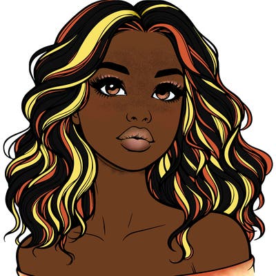 realistic girl with wavy hair and lips