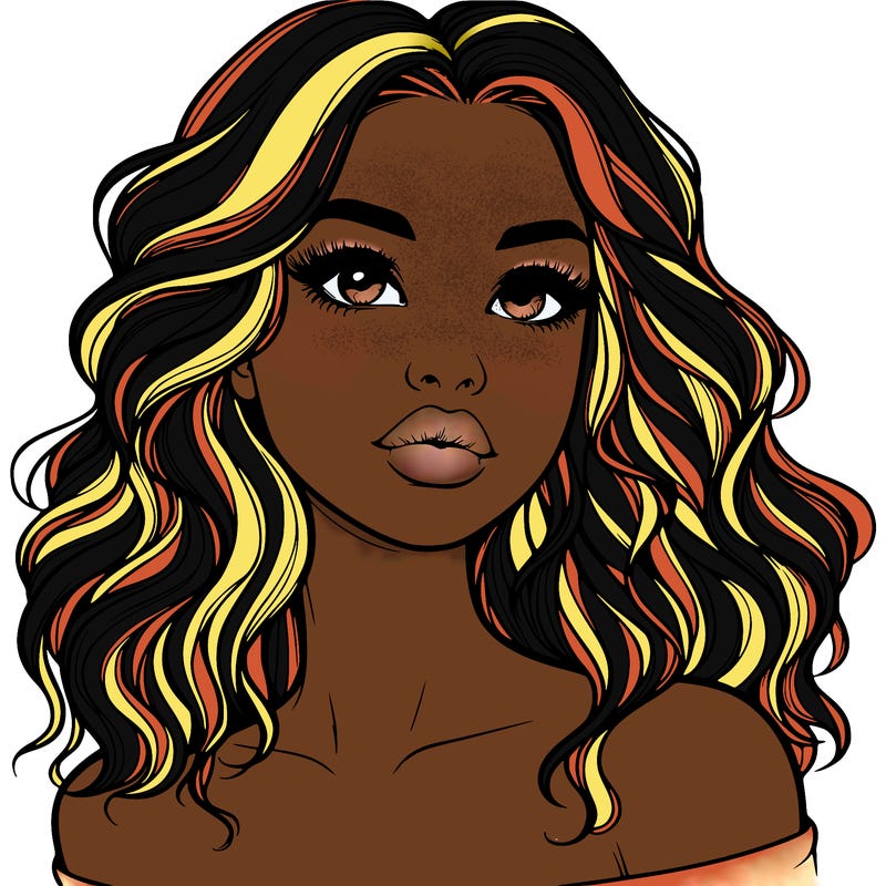 realistic girl with wavy hair and lips