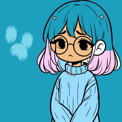 sad girl with glasses in a sweater