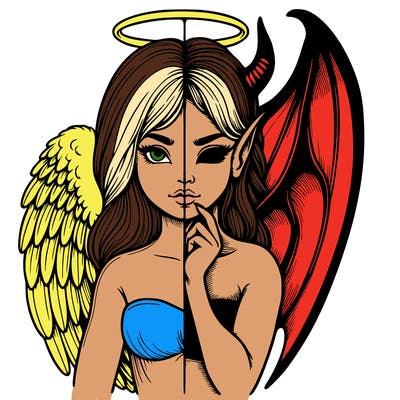 realistic angel half demon