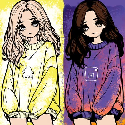 realistic girl with baggy sweater