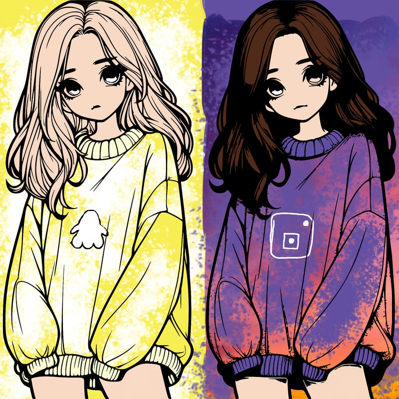 realistic girl with baggy sweater