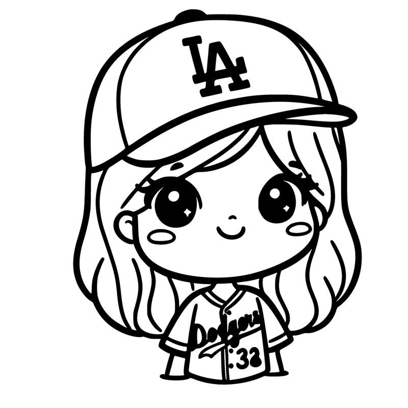 girl with dodgers jersey and hat