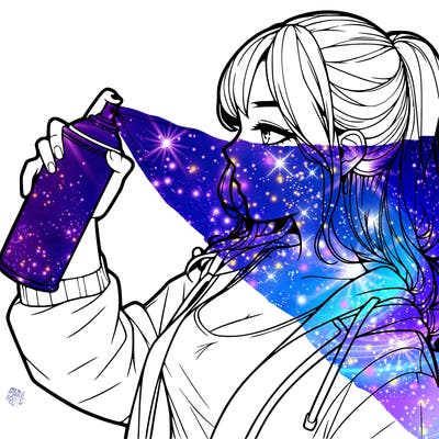 a realistic girl spray, painting