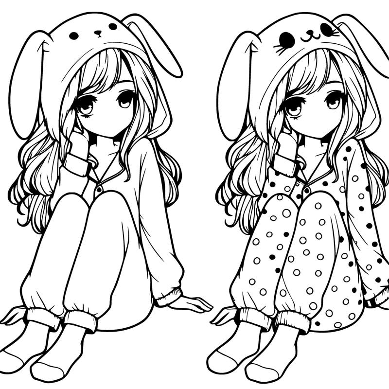 realistic girl with bunny pjs