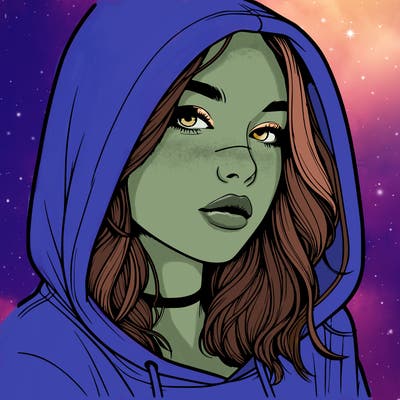 realistic girl with hood on