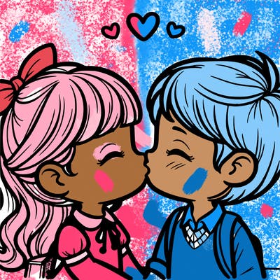 boy and girl kissing