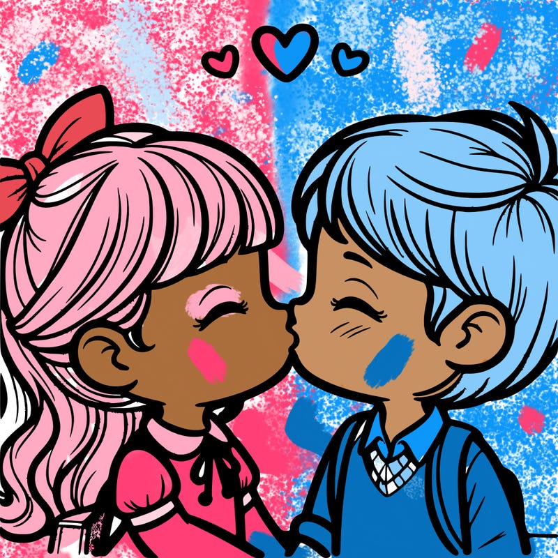 boy and girl kissing