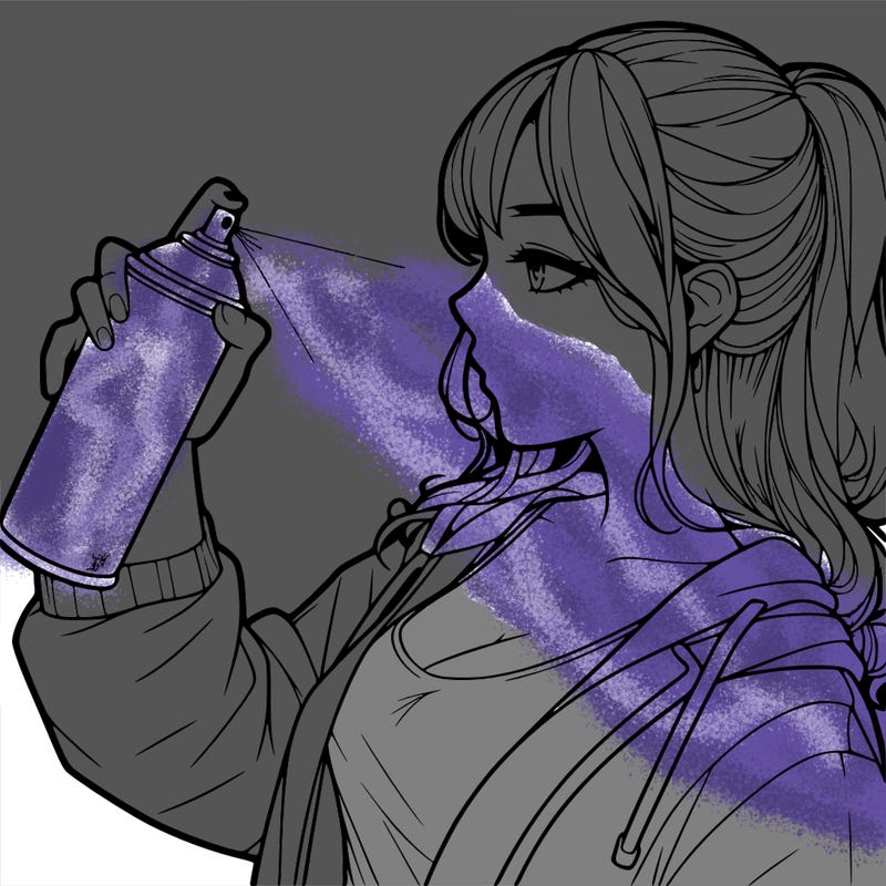 a realistic girl spray, painting