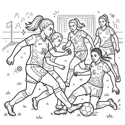 Dive into the exciting world of soccer with this vibrant coloring page featuring skilled defenders in action. Designed with seniors in mind, it offers large print and clear outlines for a comfortable and engaging coloring experience.