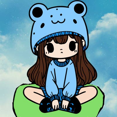 a girl wearing a frog hat and some frog socks