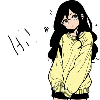 manga teen girl  in a sweater and baggy pants